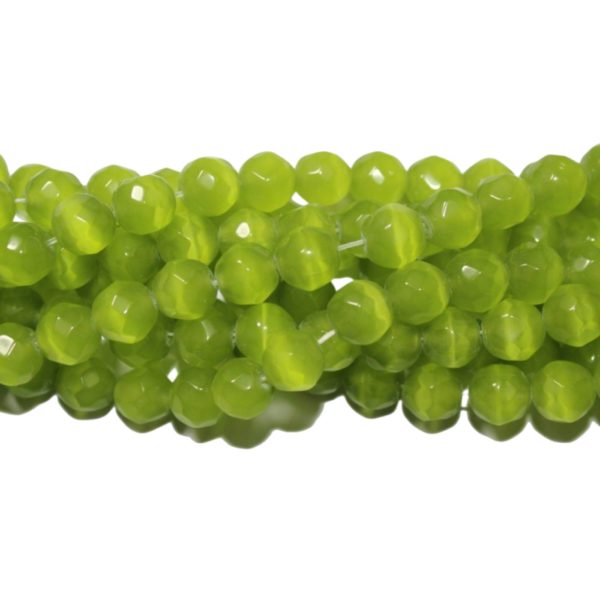 Cats Eye - 10mm - Faceted - Green - 35cm Strand