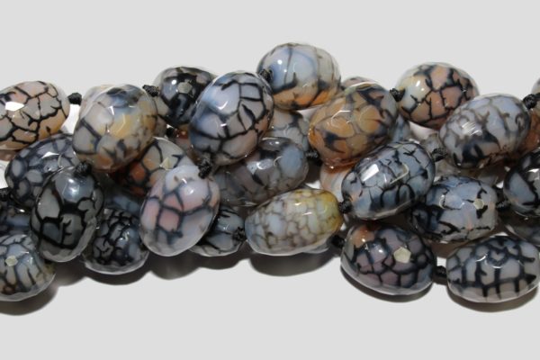 Agate - 30mm Faceted Oval - Bl Ck - 40cm Strand