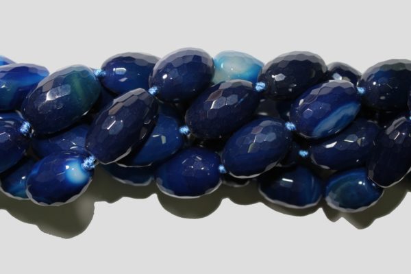 Agate - 30mm Faceted Oval - Blue - 40cm Strand