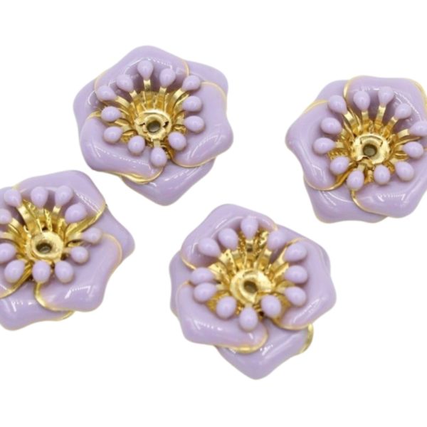 Enamel Flower / Stamen - 18mm - Purple