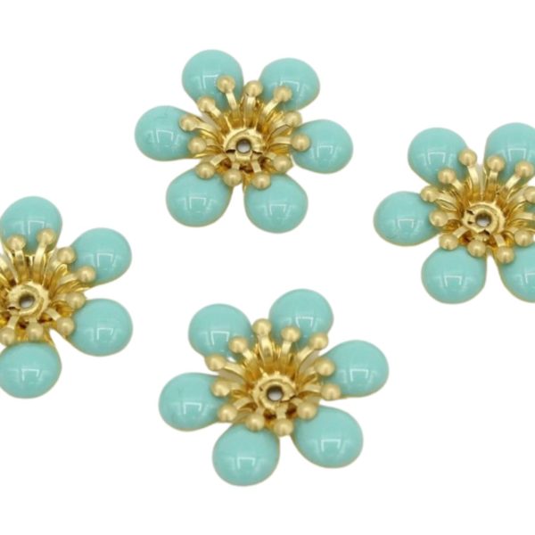 Enamel Flower - 21mm - 6 Petal - Blue