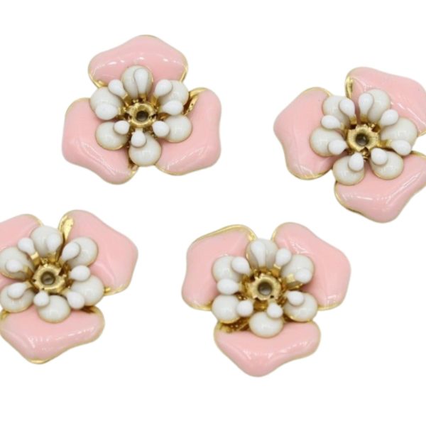 Enamel Flower - 17mm - 3 Layer - Pink