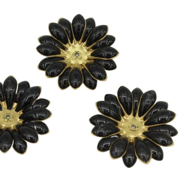 Enamel Flower - 30mm - Black