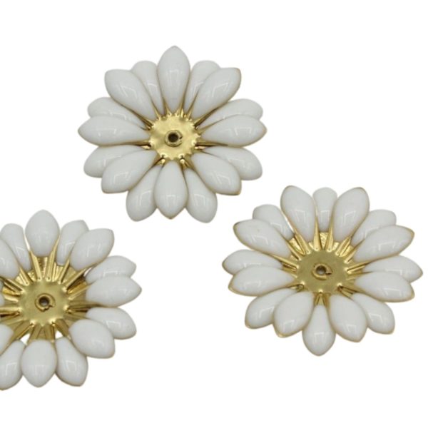 Enamel Flower - 30mm - White