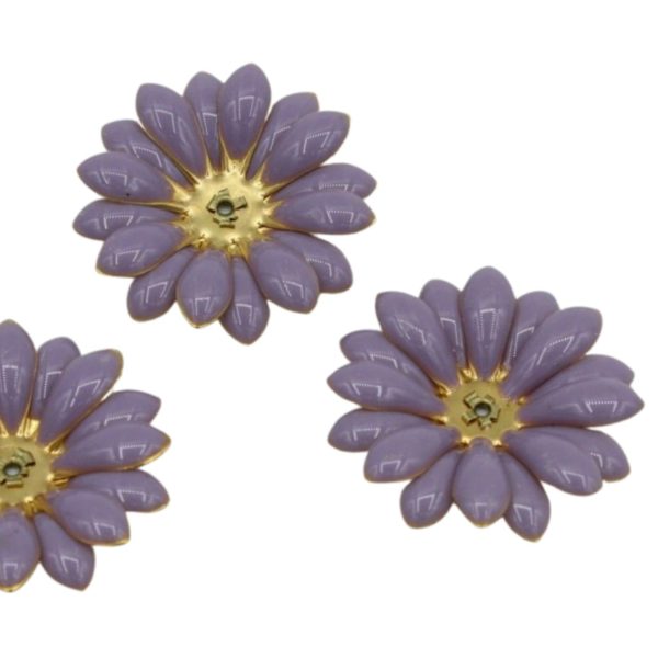 Enamel Flower - 30mm - Purple