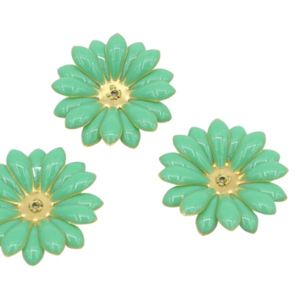 Enamel Flower - 30mm - Green