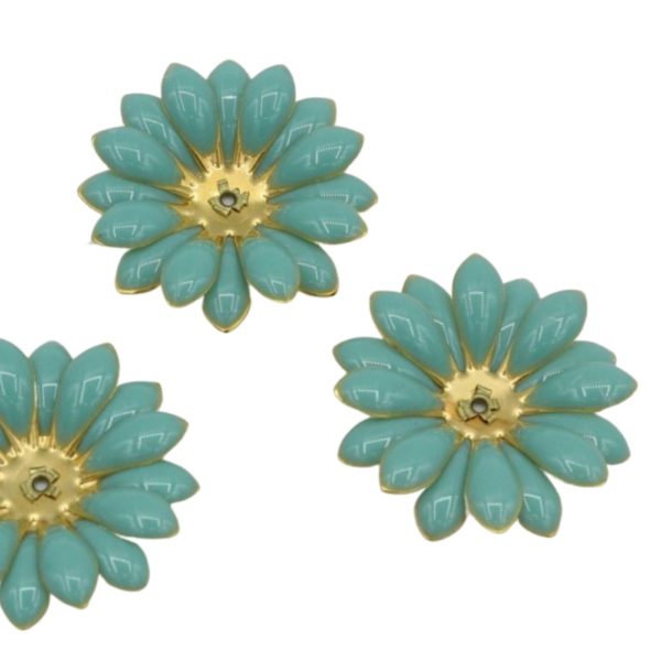 Enamel Flower - 30mm - Blue