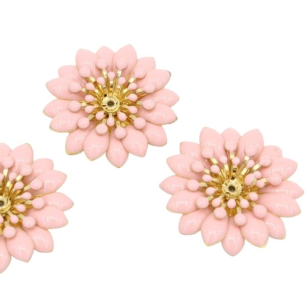 Enamel Flower / Stamen - 30mm - Pink