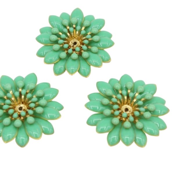 Enamel Flower / Stamen - 30mm - Green