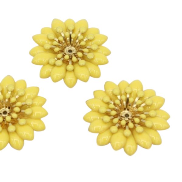 Enamel Flower / Stamen - 30mm - Yellow