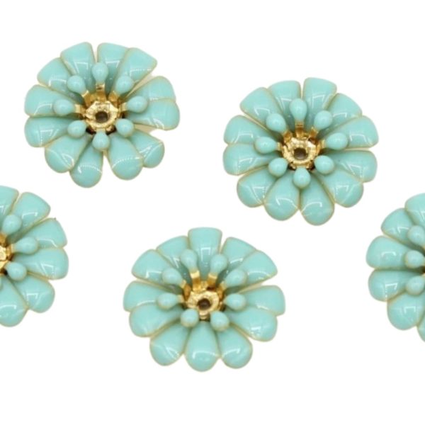 Enamel Flower / Stamen - 14mm - Blue