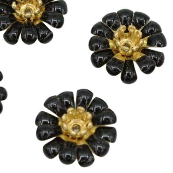 Enamel Flower / Stamen - 14mm - Black