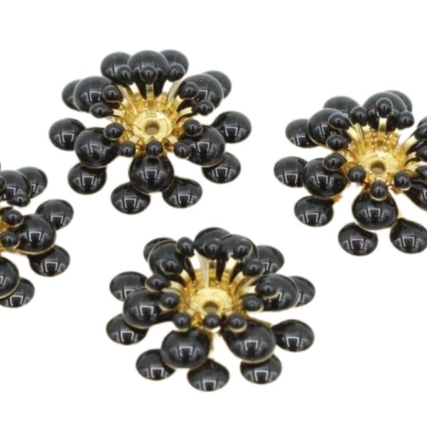 Enamel Flower - 20mm - 3 Layer - Black