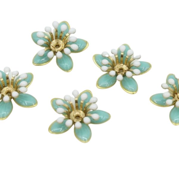 Enamel Flower / Stamen - 16mm - Blue