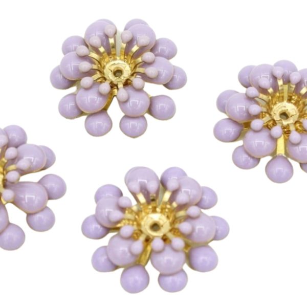 Enamel Flower - 20mm - 3 Layer - Purple