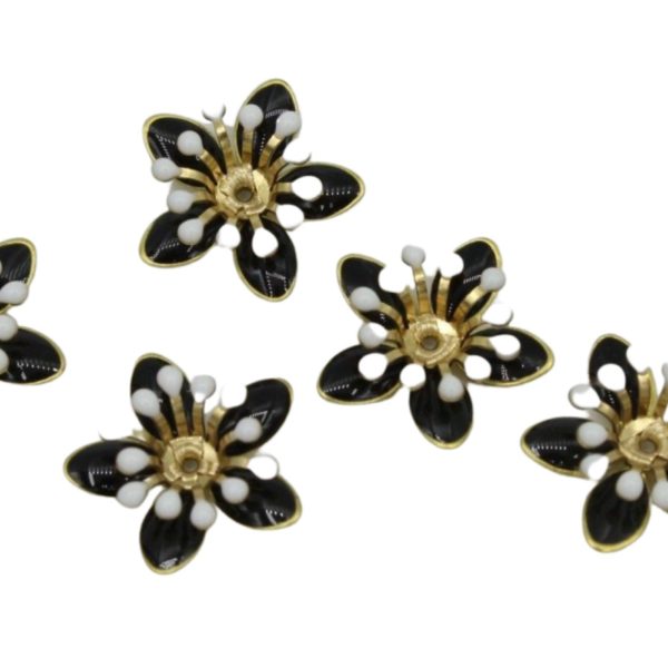 Enamel Flower / Stamen - 16mm - Black