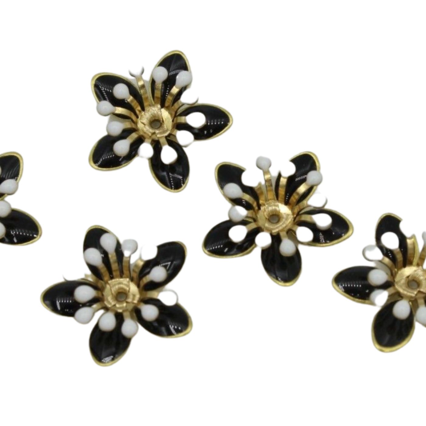 Enamel Flower / Stamen – 16mm – Black – Bead, Trimming & Craft Co