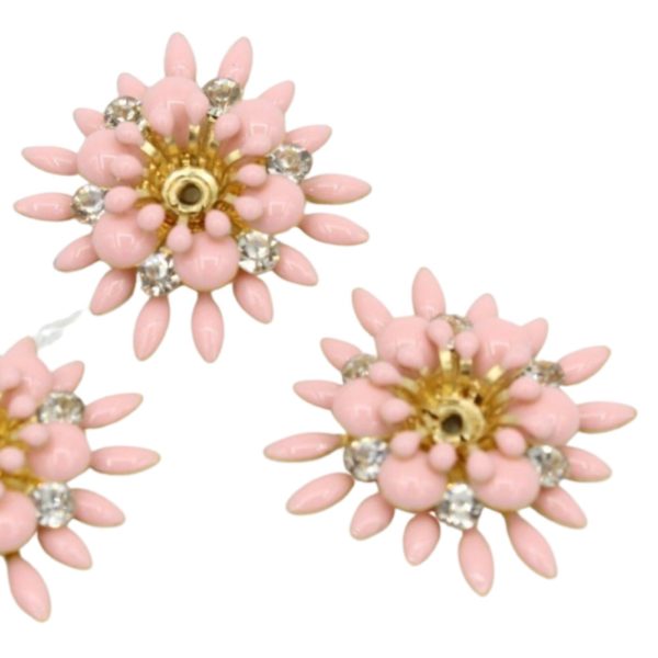 Enamel Flower - 26mm - 3 Layer / Crystal - Pink