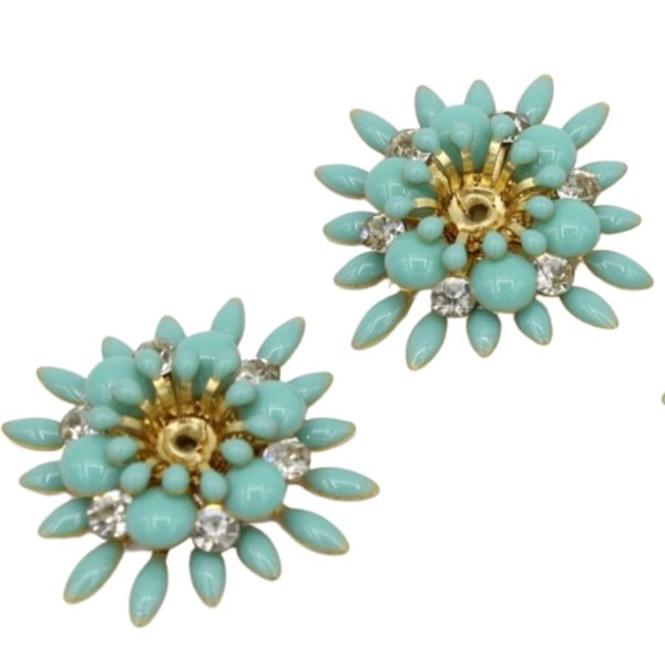 Enamel Flower - 26mm - 3 Layer / Crystal - Blue