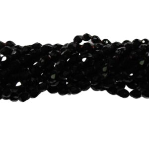 Mini Drop - 6mm - Faceted - Black - 46cm Strand