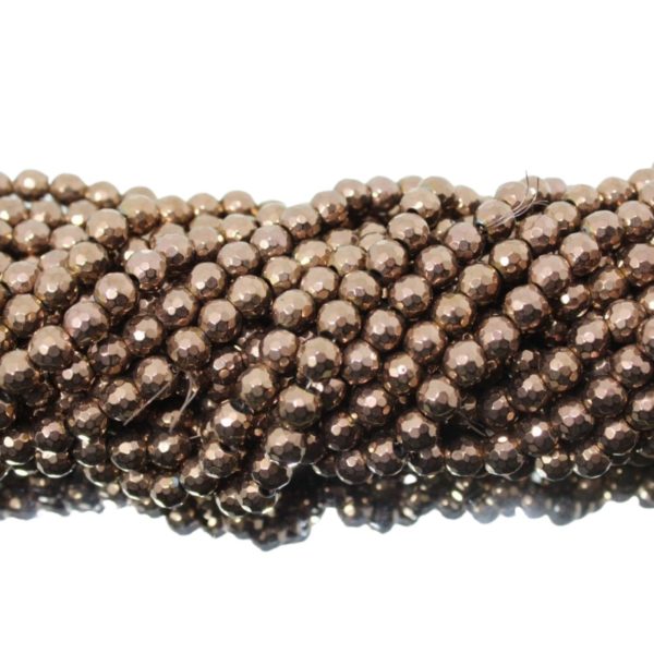 Hematite - 6mm Round Faceted - Bronze - 38cm Strand