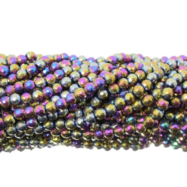 Hematite - 6mm Round Faceted - Paradise Shine - 38cm Strand