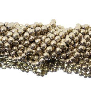 Hematite - 6mm Round Faceted - Lt Gold - 38cm Strand