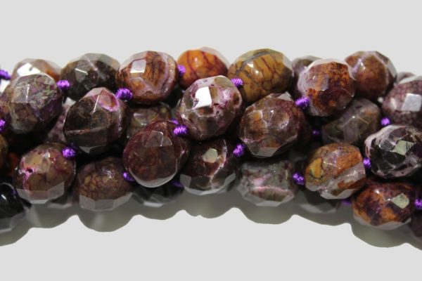 Snake Agate - 16 x 14mm Faceted Oval - 39cm Strand