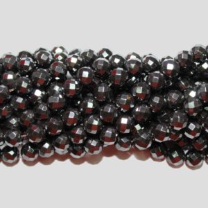 Hematite - 8mm Round Faceted - 38cm Strand