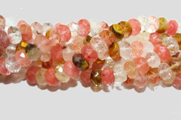 Cherry Quartz - 12 x 8mm Fac Rondelle - 40cm Strand