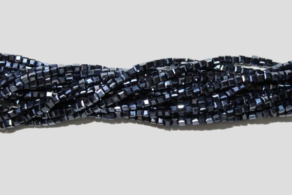 Cube - 3mm - Hematite - 48cm Strand