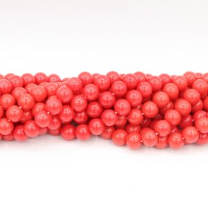 8mm Filler Bead - Red Coral - 40cm Strand