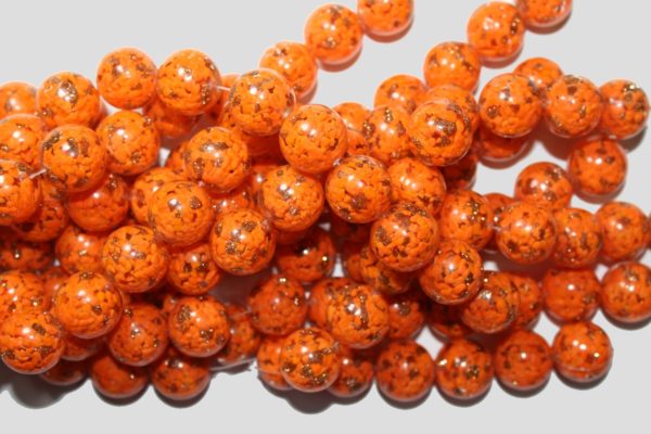 16mm Lampwork - Gold Foil - Orange - 18cm Strand