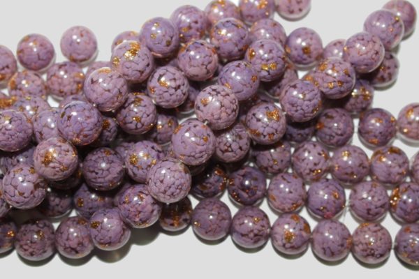 16mm Lampwork - Gold Foil - Purple - 18cm Strand