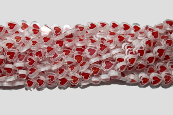 9mm - Flat Heart - 34cm Strand