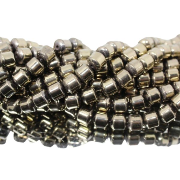 Hematite - 8mm Drum - Light Gold - 38cm Strand