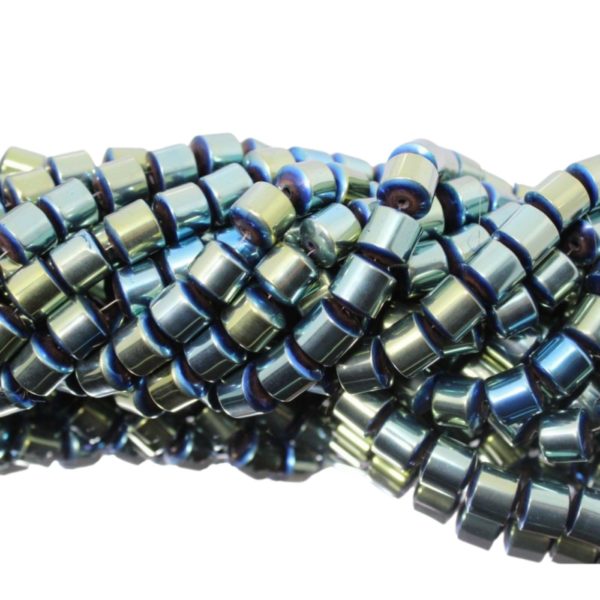 Hematite - 8mm Drum - Green Petrol - 38cm Strand