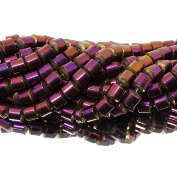 Hematite - 8mm Drum - Purple Petrol - 38cm Strand