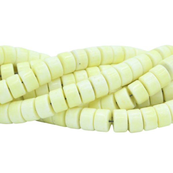 Hematite - 8 x 5mm Tube - Pastel Yellow - 40cm Strand