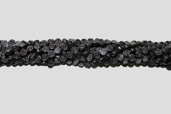 Hematite - 6mm Flat Rosette - 40cm Strand