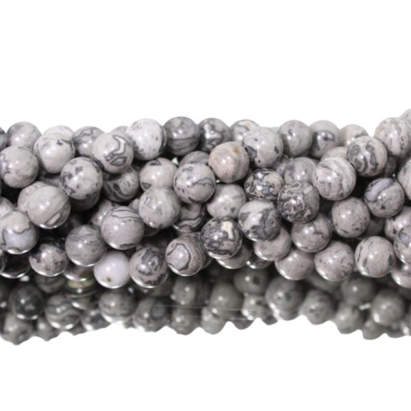 Grey Silk Jasper - 8mm Round - 39cm Strand