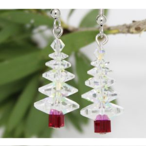 Crystal XMAS Flower Tree Earring - 5 Layer - AB Unf