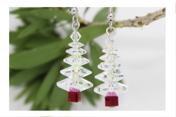 Crystal XMAS Flower Tree Earring - 5 Layer - AB Unf