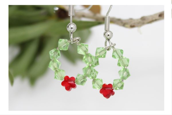 Crystal XMAS Wreath Earring - Peridot