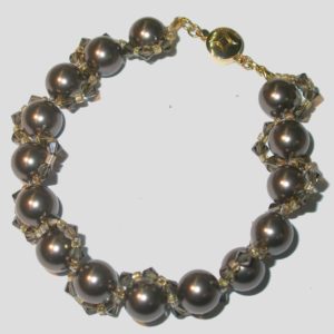 Crystal Pearl Bracelet - Brown