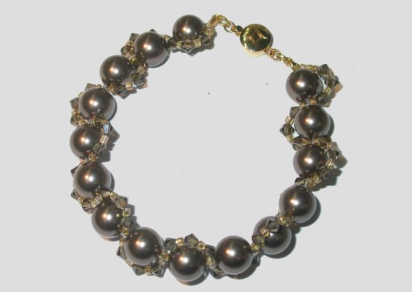 Crystal Pearl Bracelet - Brown