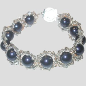 Crystal Pearl Bracelet - Double - Blue