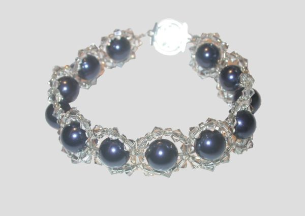 Crystal Pearl Bracelet - Double - Blue