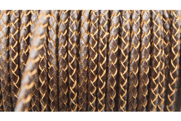 Braided Leather - 3mm - Brown - Price per meter