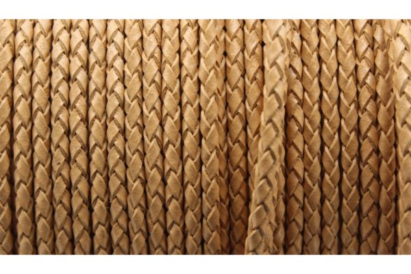 Braided Leather - 3mm - Tan - Price per meter